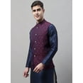 thumbnail image 2 of Maple Clothing Brocade Men's Indian Nehru Jacket Waistcoat Festival Outfit Wedding (Navy Blue/Maroon, 3XL), 2 of 7