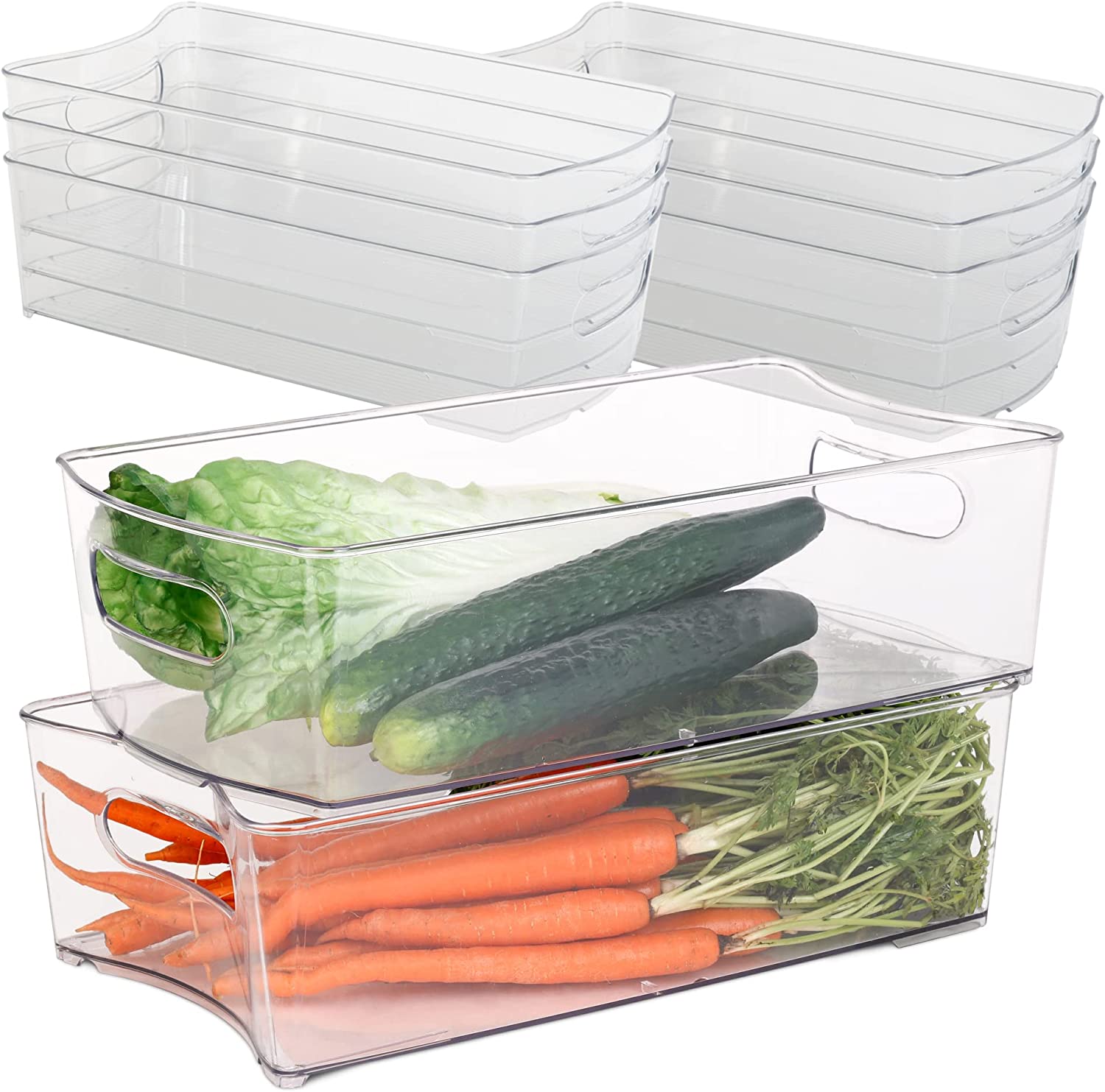Smart Design Stackable Refrigerator Storage Bin with Handle 8Pack