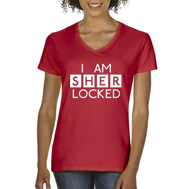 True Way True Way 2 Women S V Neck T Shirt I Am Sherlocked c Sherlock Holmes Nbsp Medium Red Walmart Com Walmart Com