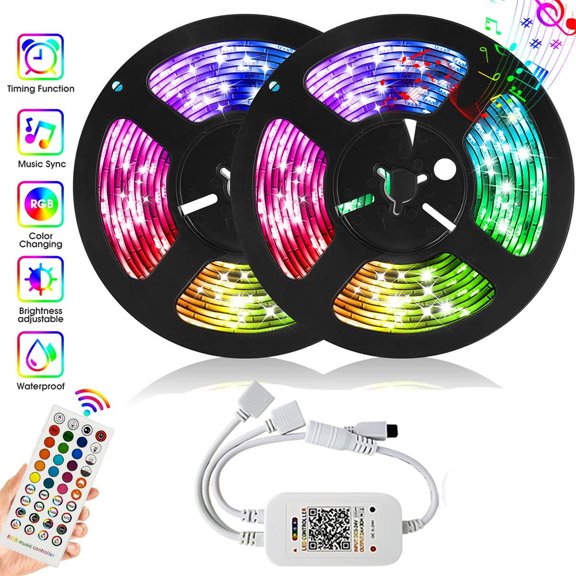 LED Strip Lights,App Control with Remote,32.8 ft Waterproof 600LEDs RGB Lights for Bedroom, DIY Color Options LED Tape Lights for Bedroom Ceiling Under The Cabinet