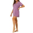 thumbnail image 4 of Unique Bargains Women's Summer Short Sleeves Button Down Sleepshirt, 4 of 5