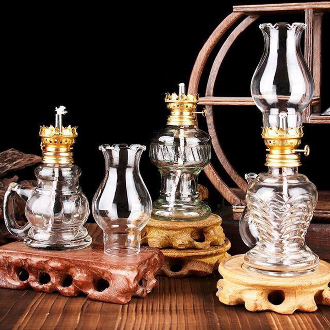 2PCS Glass Oil Lamps for Indoor Use Vintage Kerosene Lamp Oil Lantern Kerosene Lantern with 2 Wicks