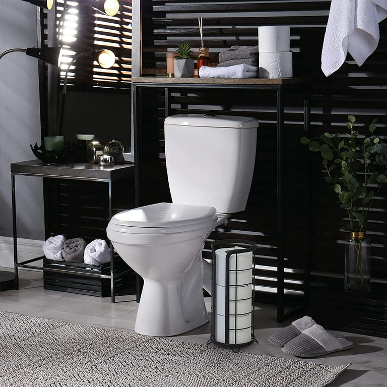 BROOKSTONE, Trending Black Toilet Paper Holder, Freestanding