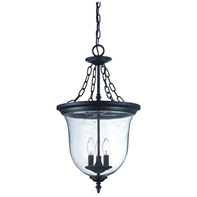 Acclaim 9316BK Belle Collection 3-Light Outdoor Light Fixture Hanging Lantern, Matte Black