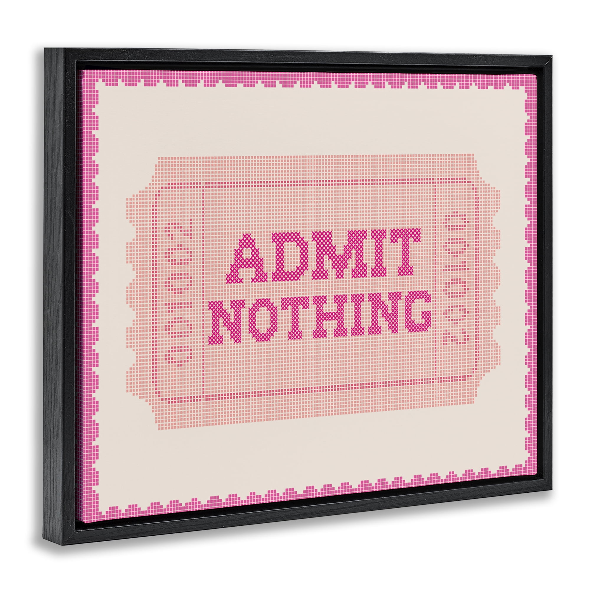 Stupell Industries Admit Nothing Retro Pink Ticket Black Framed Floater Canvas Wall Art, design by Lil' Rue