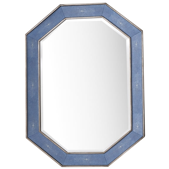 James Martin 963-M30-SL-DB Tangent 30" Mirror In Silver With Delft Blue