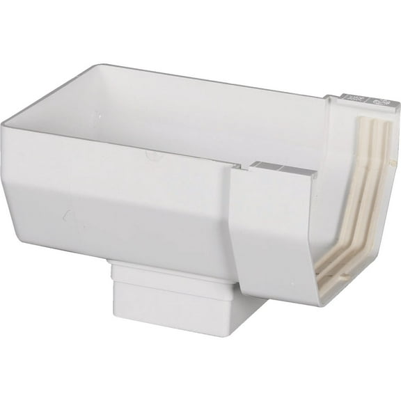 Amerimax Home Products Gutter End With Drop Outlet Contemporary Vinyl - Durable - 5 In, White