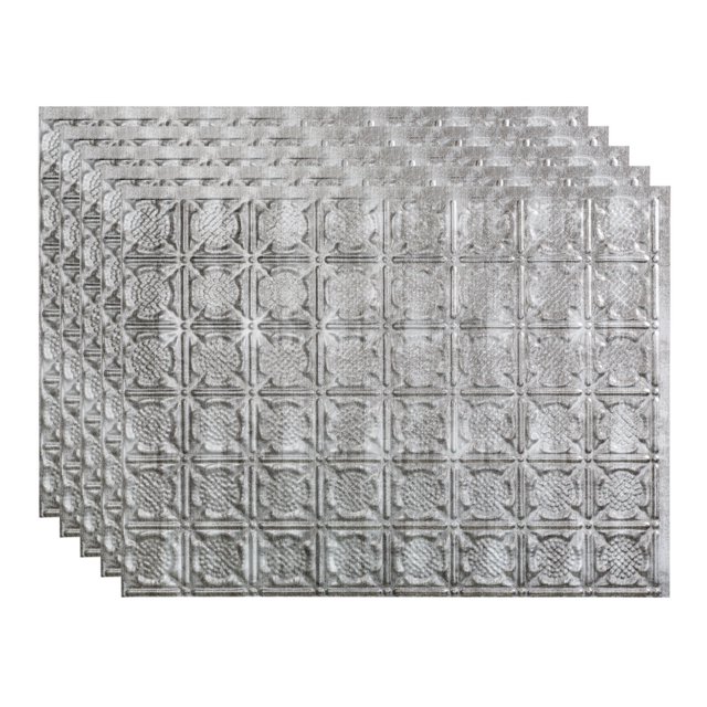 FASÄDE 18in x 24in Traditional Style 6 Crosshatch Silver Backsplash Panel (5 Pack)