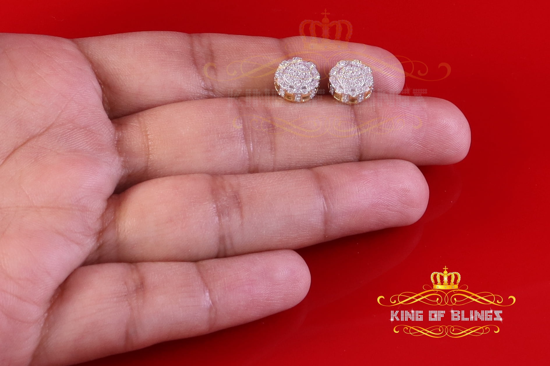 King of Bling's Men's/Womens 925 Silver Yellow 0.50ct VVS 'D' Moissanite Round Stud Earrings