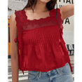 thumbnail image 5 of Women Lace Vest Tanks Y2K Sleeveless Split Side Tie Tank Top Sheer Ruffle Shirt Summer Going Out Crop Tops Red S, 5 of 7