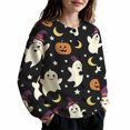thumbnail image 2 of Tiijoy Halloween Girls Cardigan Sweater Cute Cartoon Button‑Up Sweater, Black, Sizes 5-16, 2 of 4
