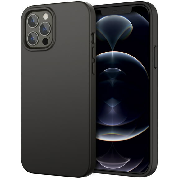 Silicone Case for iPhone 12 Pro Max 6.7-Inch, Silky-Soft Touch Full-Body Protective Case, Shockproof Cover with Microfiber Lining, Black