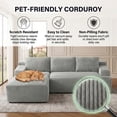thumbnail image 6 of 96" L-Shaped Sectional Couches for Living Room, Modular Cloud Couch with Chaise, Corduroy Deep Seat Boneless Sofa, No Assembly,Light Gray, 6 of 7