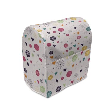 Winter Stand Mixer Cover, Colorful Pastel Snowflakes Circles Hearts Celebration Noel Valentines Stars Doodle, Kitchen Appliance Organizer Bag Cover with Pockets, 5 Quarts, Multicolor, by Ambesonne