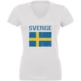 thumbnail image 1 of World Cup Distressed Flag Sweden Sverige Juniors V-Neck T Shirt, 1 of 1