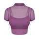 thumbnail image 4 of Fiudx Ropa de Mujer Top de Manga Corta con Cuello Redondo para Mujer, Ropa Deportiva Informal de Malla Sólida con Almohadilla Fija En El Pecho, a La Moda, 4 of 5