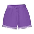 thumbnail image 1 of FAIWAD Women‘s Lace Trim Shorts Elastic Waist Short Pants with Pockets Drawstring Sports Solid Color Shorts, 1 of 5
