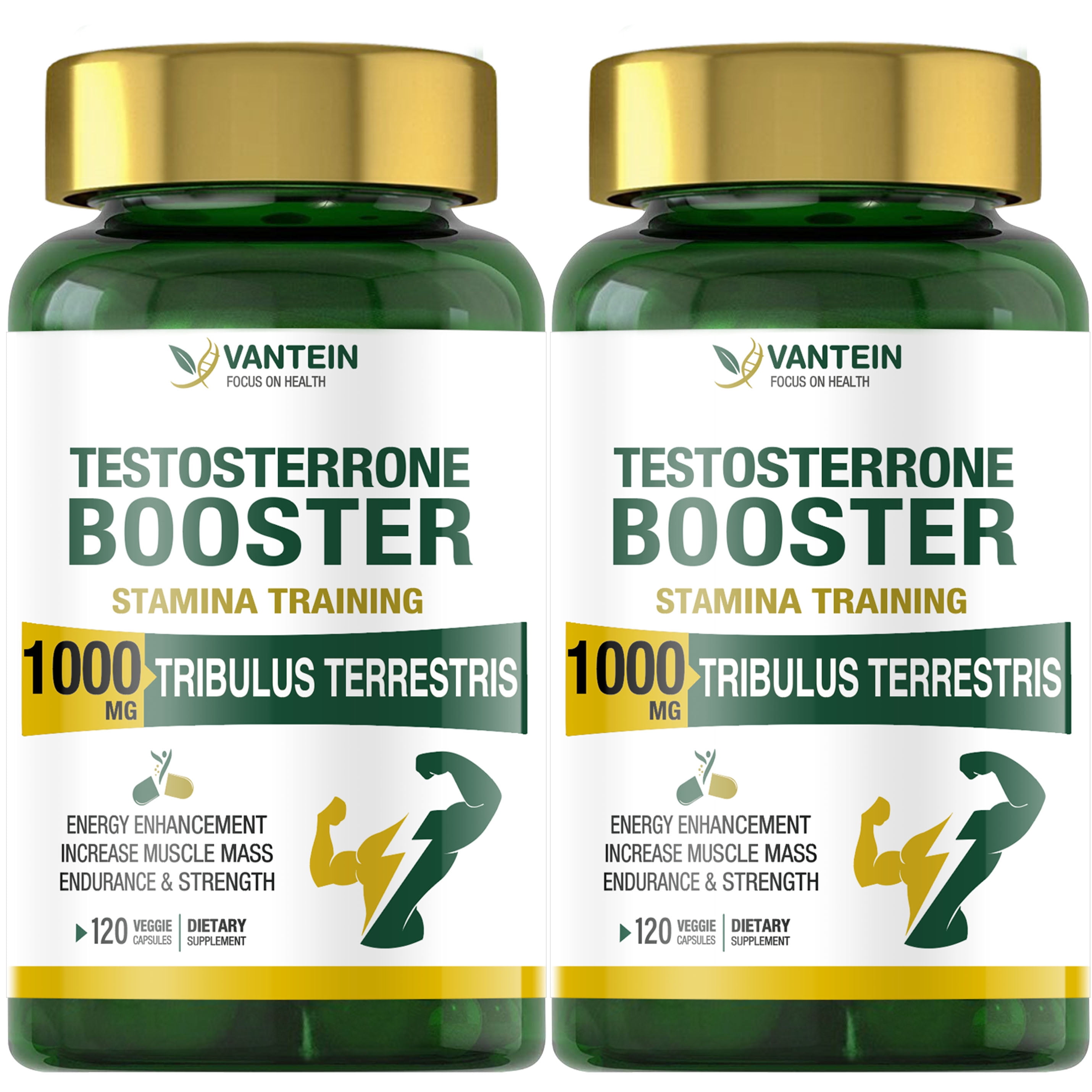 Testosterone Booster for Men 1000mg, 2 Pack Premium Tribulus Terrestris