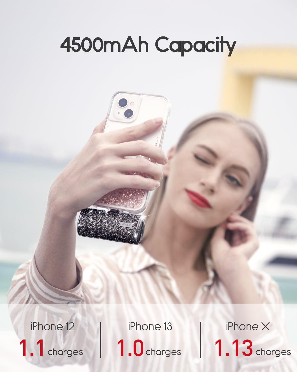 iWALK Small Portable Charger Power Bank 4500mAh Shiny Battery Pack, Compatible with iphone 14/14 Plus/13/12