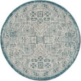 thumbnail image 2 of Rugs.com Outdoor Aztec Collection Rug – 3 Ft Round Teal Flatweave Rug Perfect For Kitchens, Dining Rooms, 2 of 6