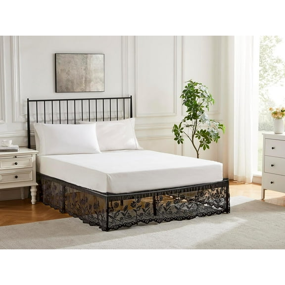 WARM HOME DESIGNS Twin Size Bed Skirt for Twin Bed. Our Black Bed Skirt Goes Great with Farmhouse or Victorian Bedding. Twin Dust Ruffle Lace Bed Skirt for Any Bedroom Décor. DO Black Twin