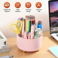 thumbnail image 3 of GIXUSIL Pencil Pen Holder for Desk, 5 Slots 360° Degree Rotating Desk Organizers and Accessories, Desktop Storage Stationery Supplies, Pencil Pot for Office School Home Art Supply, Pink, 3 of 7
