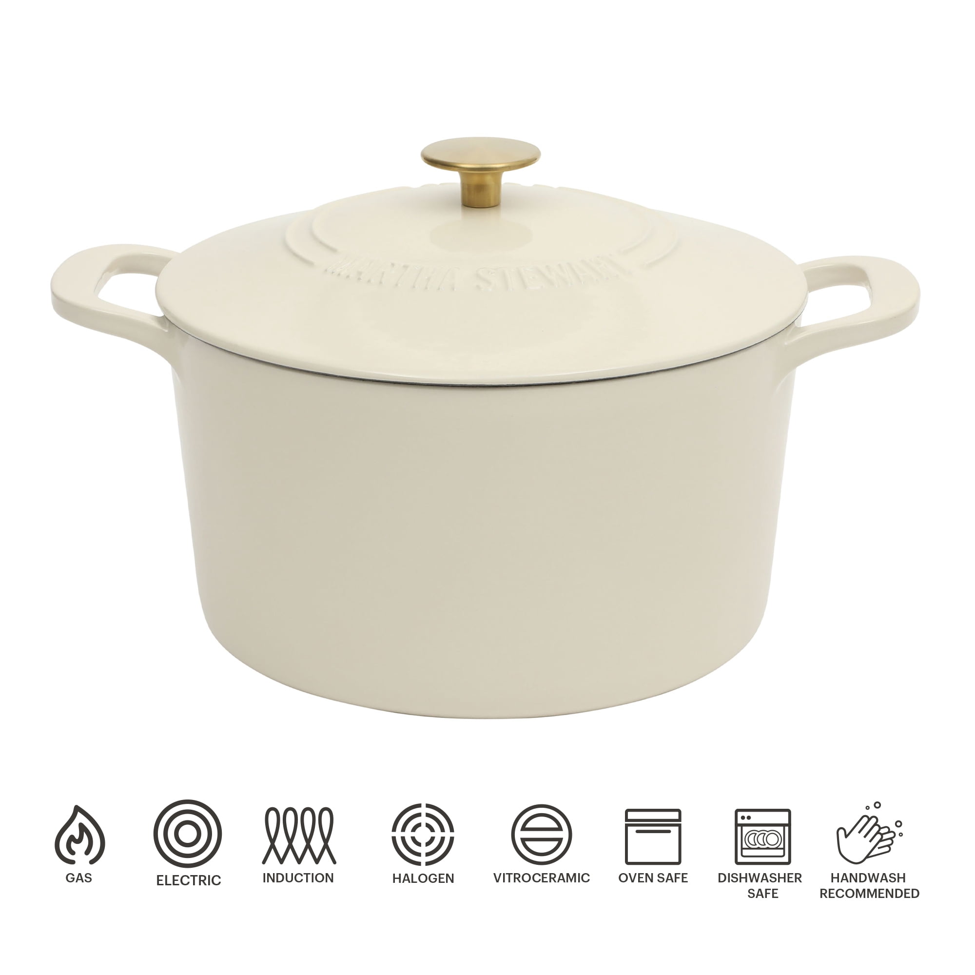Martha Stewart Everyday Eastwick 7 Quart Enamel on Cast Iron Dutch Oven Linen