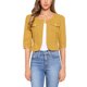 thumbnail image 1 of CHAQUETA DE JEAN CORTA SIN CUELLO PARA MUJERES CON MANGAS 3/4 EN AMARILLO BRILLANTE TAMAÑO L, 1 of 6