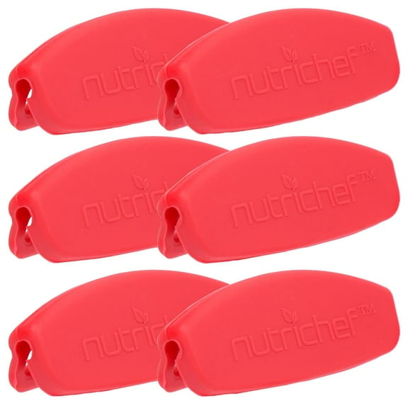 NutriChef 6 pcs Red Silicone Handles, Anti Slip Flexible for Nonstick Carbon Steel Bakeware Pans
