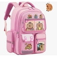 thumbnail image 1 of Mochila Capibara Escolar Kawaii Con Accesorios Regalo Para Unisex Jóvenes Y Niños Modelo Rosa, 1 of 4
