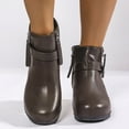 thumbnail image 2 of Dakaela Women's Wedge Ankle Boots Platform Lug Sole Short Booties Side Zipper Buckle Dress Shoes, 2 of 7