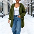 thumbnail image 2 of Thousandth Women's Loose Fit Zip Up Hooded Coat Casual Mid Length Oversized Long Sleeve Sweatshirt Fall Winter Warm Jacket, 2 of 8