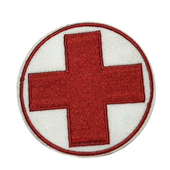 Red White Medic Embroidered Patch Iron/Sew-On Applique Biker Emblem Tactical