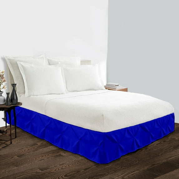 BedDecor Pinch Pleated Skirt 18 Inches Royal Blue/Twin XL Egyptian Cotton Base Valance Sheet