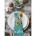 thumbnail image 2 of Teal Sunshine Sunflower Cloth Napkins Set of 4 Reusable Dinner Napkins, Pastoral Bees Farmhouse Floral Cocktail Napkin Washable Table Napkins for Wedding/Holiday Party/Baby Shower 20"x20", 2 of 7