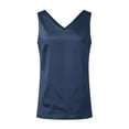 thumbnail image 7 of Akiihool Womens Silk Satin Tank Tops V Neck Casual Cami Sleeveless Camisole Blouses Summer Basic Tank Shirt (Navy,XL), 7 of 7