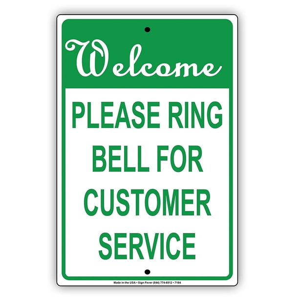 Please Ring Bell For Customer Service Notice Memo Plate