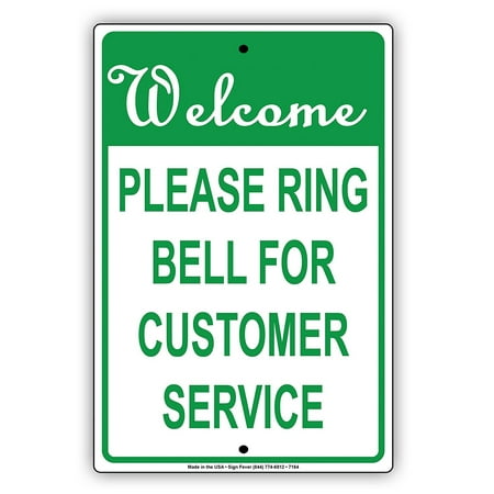 Welcome Please Ring Bell For Customer Service Notice Memo Plate Aluminium 8