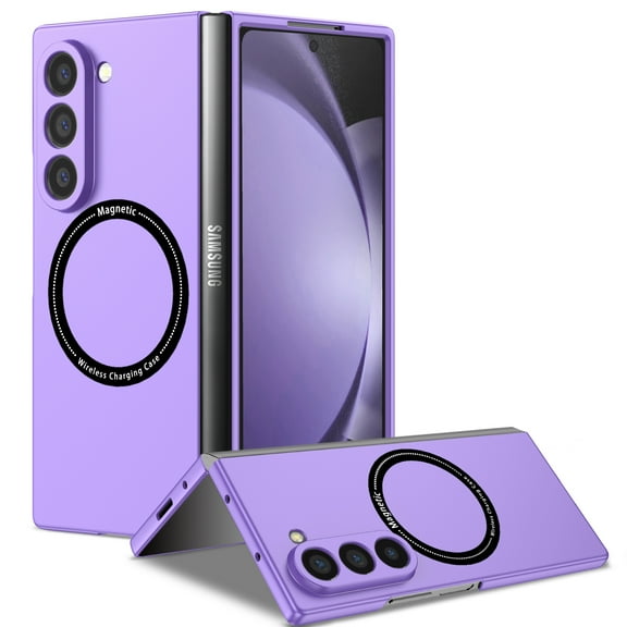 Dteck Magnetic Case for Samsung Galaxy Z Fold 6 5G (2024),Built in Iron Ring Compatible with MagSafe Charger,Shockproof Slim Fit Hard PC Lightweight Anti-scratch Protective Phone Cover,Purple