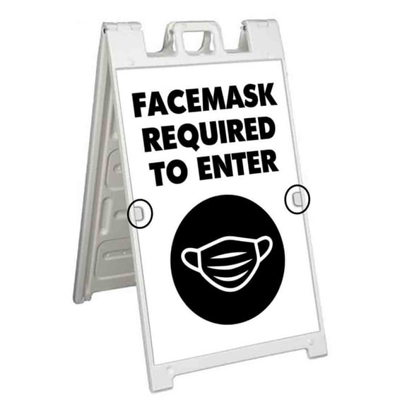 Facemask Required To Enter (24" X 36") Deluxe A-Frame Signicade, Includes 2 Removable Panels & Stand