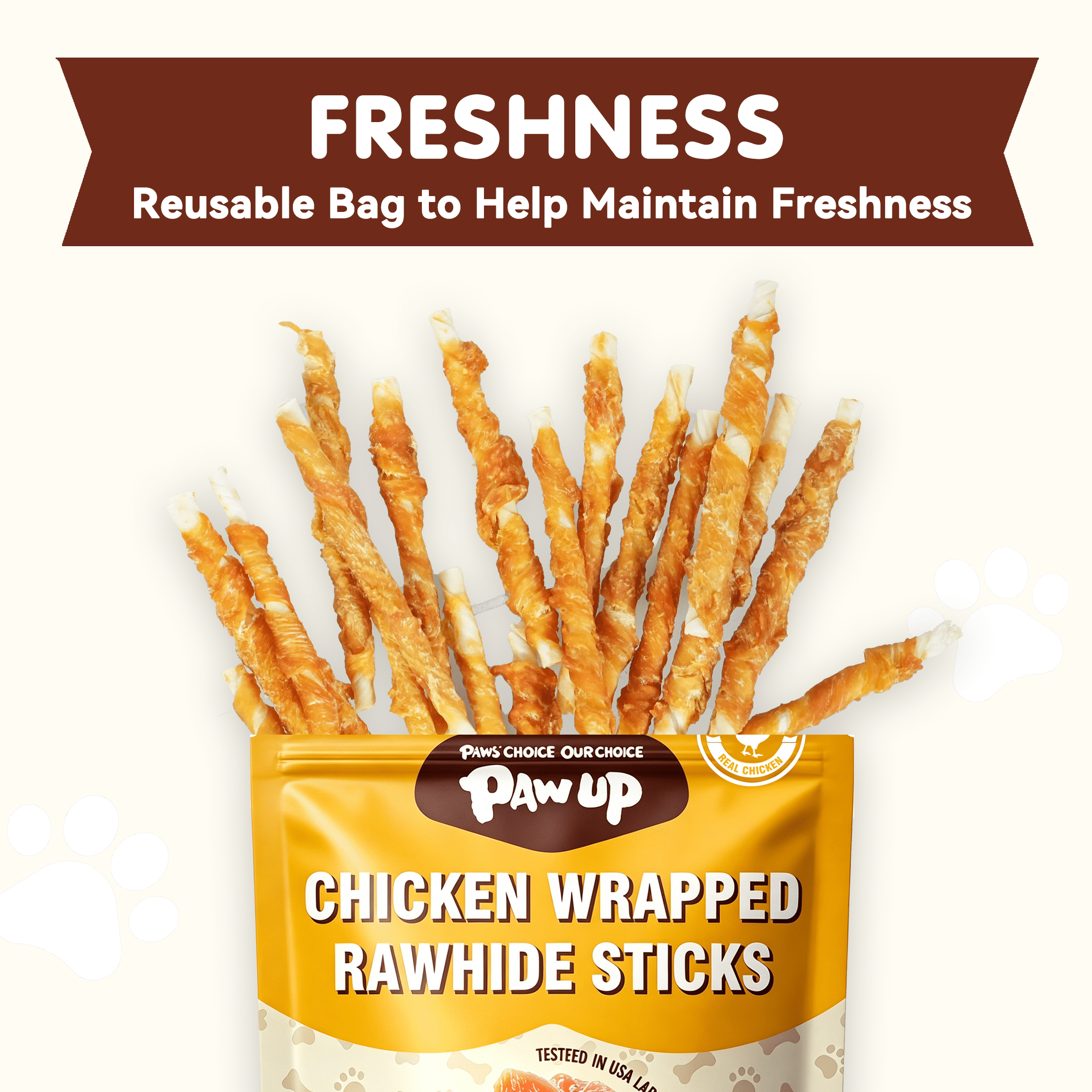 (2 pack) PAWUP Chicken Wrapped Rawhide Sticks, Dog Treats for Small Medium Large Dogs, Rawhide Dog Bones, Long Lasting Rawhide Chew Dental Treats, 10.6oz