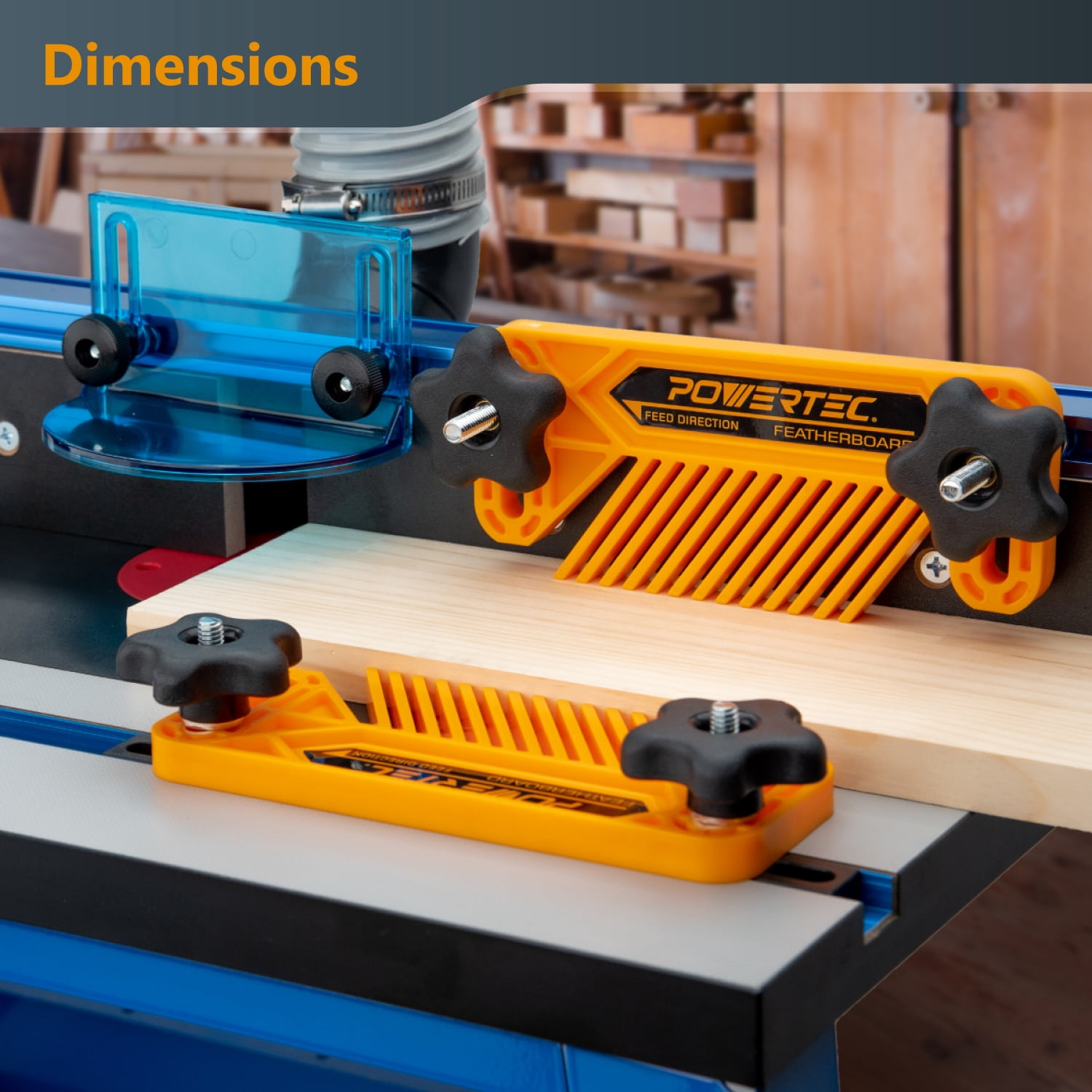 POWERTEC 4PK Featherboards for Table Saw, Router Table, Router Fence and Band Saw. Woodworking Tools & Accessories To Reduce Kickback and Increase Safety, 72027