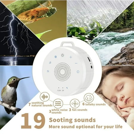 

SHENZHHONGCYC Compact Lightweight Portable White Noise Machine with 19 Relaxing Soothing Sounds - Ideal for Home Travel Office - Perfect for Adults Kids Babies - Customized Use with