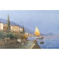 thumbnail image 2 of Georg Fischhof 18x13 Black Ornate Wood Framed Double Matted Museum Art Print Titled - Mediterranean Landscape, 2 of 5