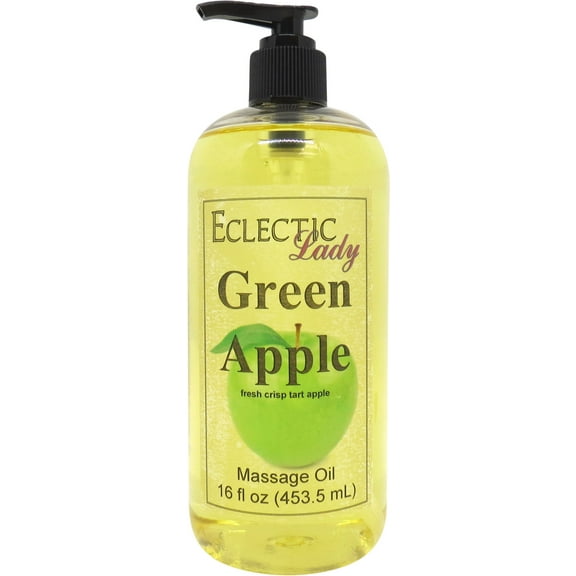 Green Apple Massage Oil by Eclectic Lady, 16 oz, Sweet Almond Oil and Jojoba Oil