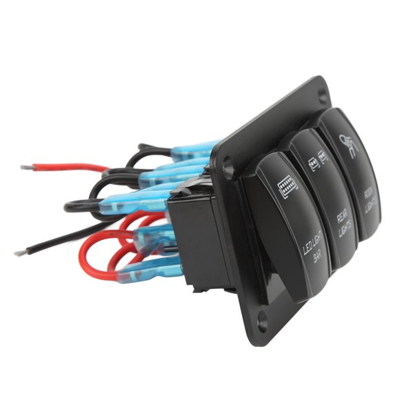 Panel de interruptor basculante de 5 pines y 3 bandas, interruptor de barra de luz Led, retroiluminación azul DC12-24V para barco marino, coche, ATV, UTV