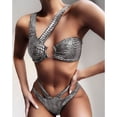 thumbnail image 5 of 1 Set Backless Swimsuit Padded Wire Free Snake Print Bikini Set for Summer, 5 of 7