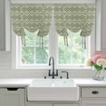 thumbnail image 4 of Sage Green Boho Balloon Curtains for Bedroom/Front Door/Bathroom, Vintage Ethnic Tribe Abstract Art Geometric Tie Up Curtains 63 Inch Length Kitchen Curtains Shades for Windows 46"x63", 4 of 8