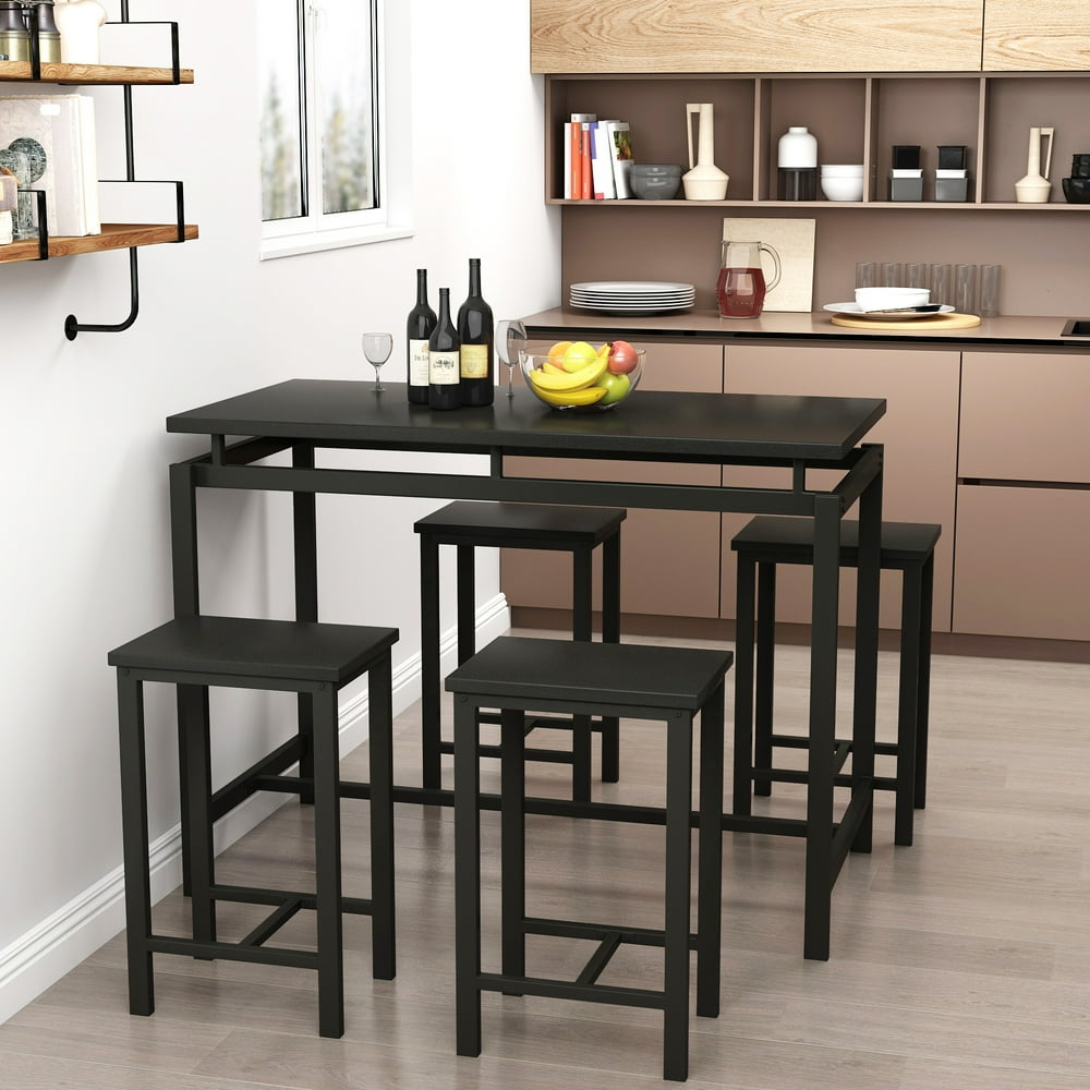 HCWORLD 5-Piece Kitchen Dining Table Set for 4, Counter Height Table w