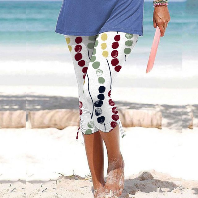 Snoarin Capris Cargo Grande Taille pour Femmes Été Décontracté Cordon Imprimé Pantalons Raccourcis pour Femmes en Solde